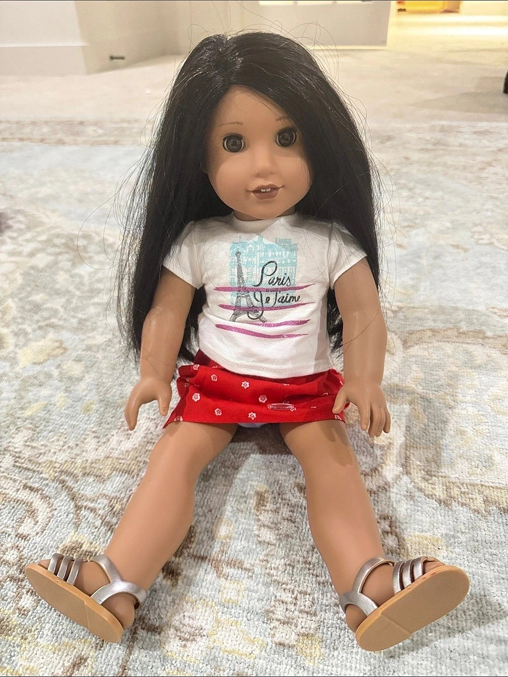 American Girl Doll Outfit White & Red